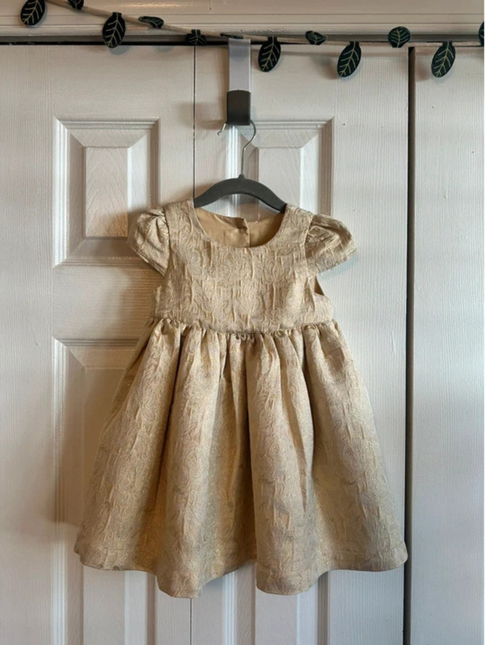 Gold floral dress, size 12-18 months.